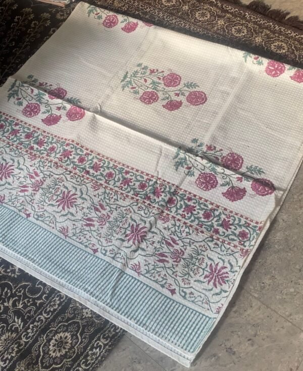 SAANJ- Block printed bath towel