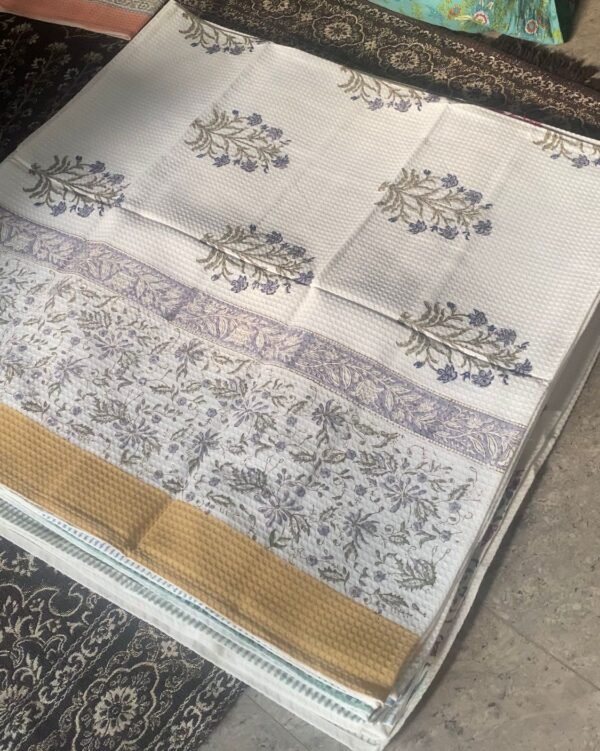 SAANJH- Block printed bath towel