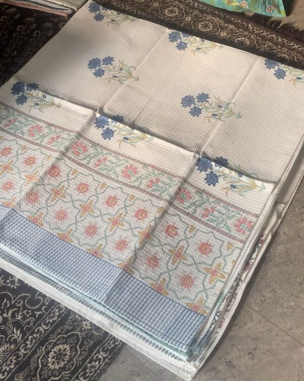 SAANJH- Block printed bath towel