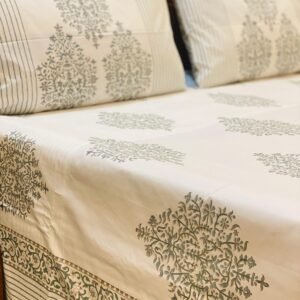 PASHMEENA KHWAB- Block printed bed sheet set