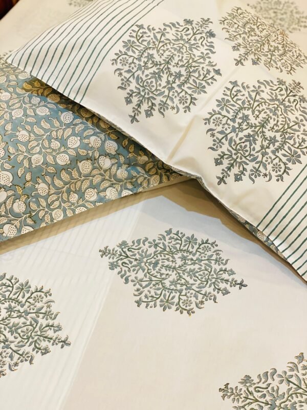 PASHMEENA KHWAB- Block printed bed sheet set - Image 6
