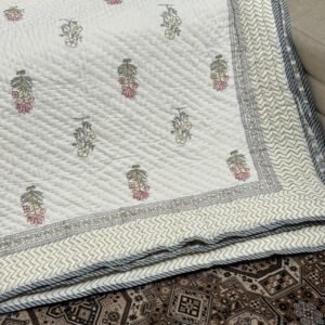 Block printed muslin quilt