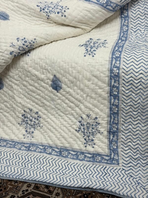 Block printed muslin quilt