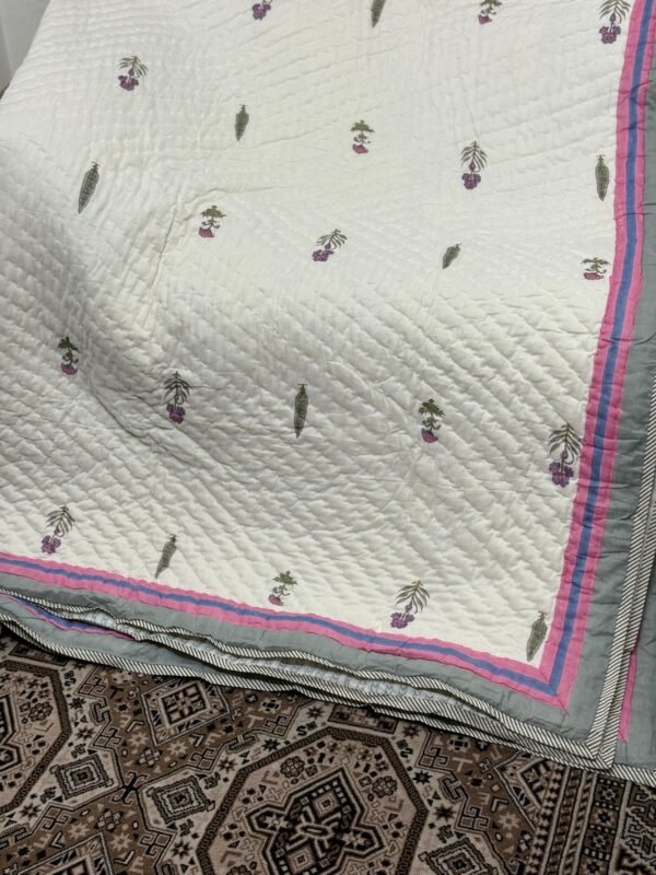 Block printed muslin quilt