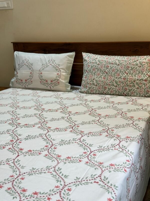 TRELLIS TOUCH - Block printed bed sheet set - Image 2