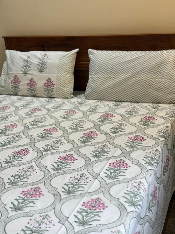 GRID LUXE - Block printed bed sheet set - Image 2