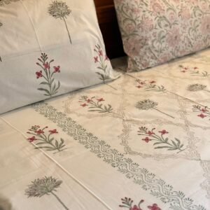 MAKHMAL - Block printed bed sheet set