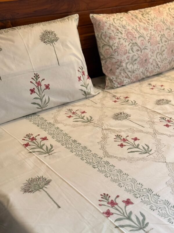 MAKHMAL - Block printed bed sheet set