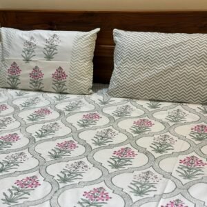 GRID LUXE - Block printed bed sheet set