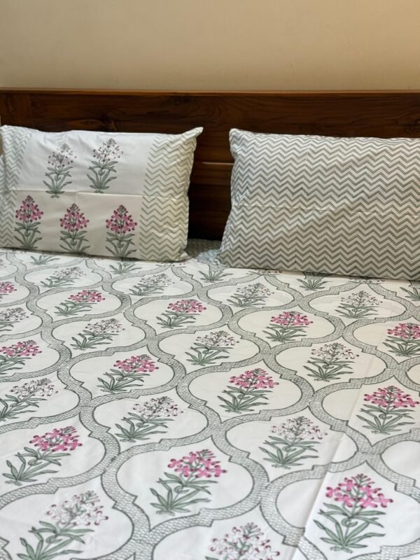 GRID LUXE - Block printed bed sheet set