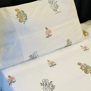 BLOSSOM TRAIL - Block printed bed sheet set