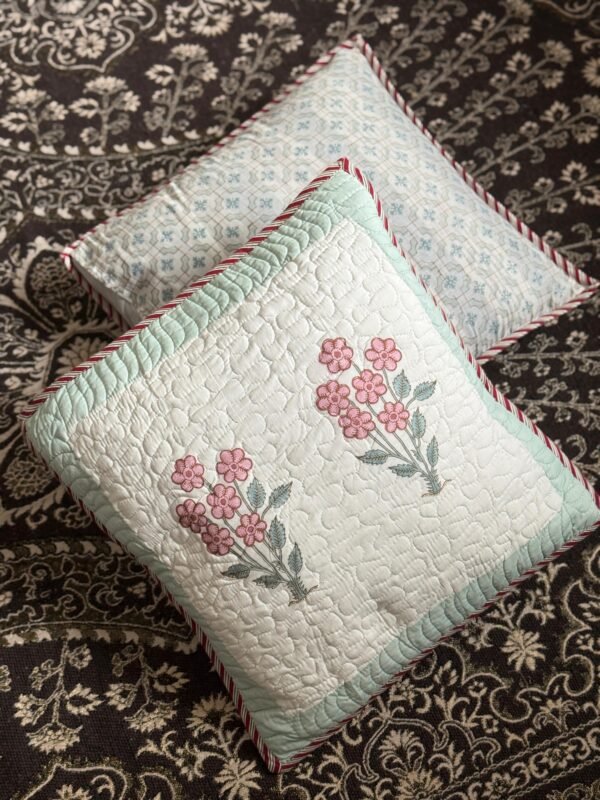 HAND BLOCKED QUILTED CUSHION COVER (set of 2) - Image 2