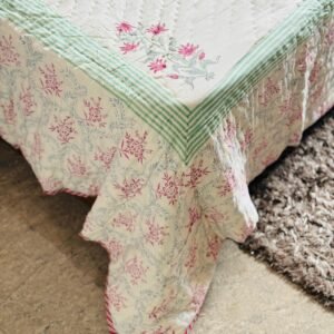 Block printed muslin quilt