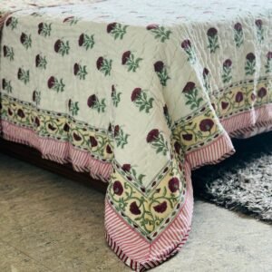Block printed muslin quilt