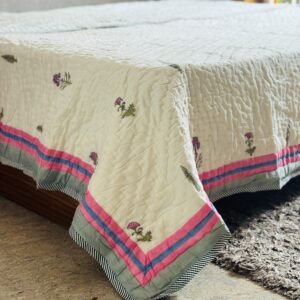 Block printed muslin quilt