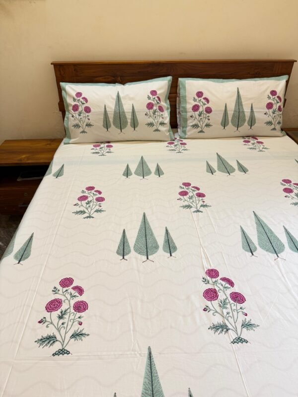 ROSE BREEZE - Block printed bed sheet set - Image 3