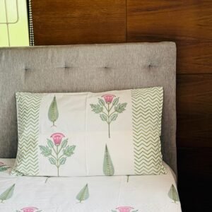 Block printed bed sheet set