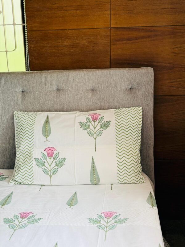 Block printed bed sheet set