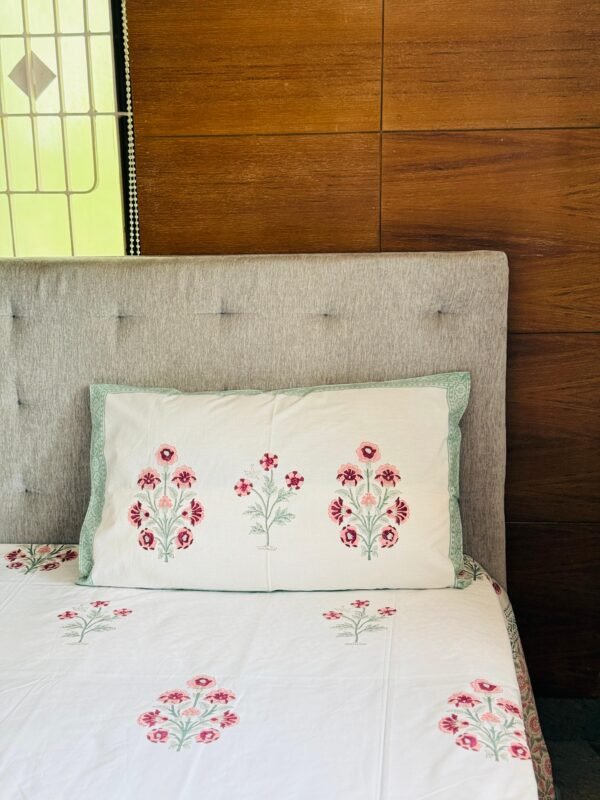 Block printed bed sheet set