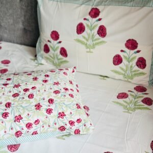 Block printed bed sheet set