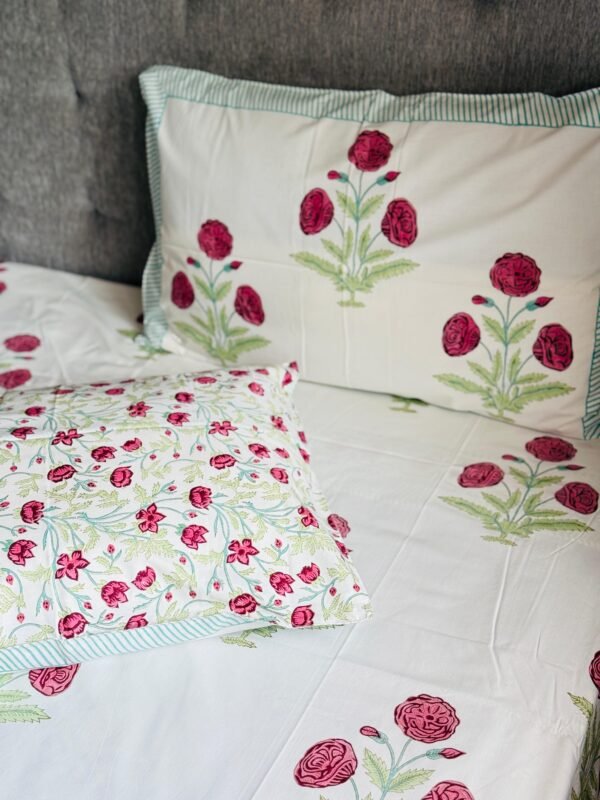 Block printed bed sheet set