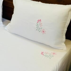 PASTEL GRACE - CROSS STITCH Embroidery bed sheet set
