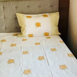 GOLDEN ROSE - Block printed bed sheet set