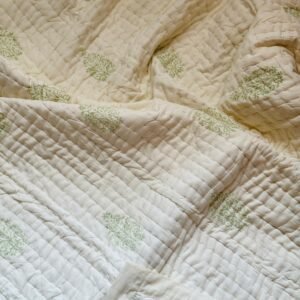 HAWA - Block printed muslin quilt (Kantha embroidered)