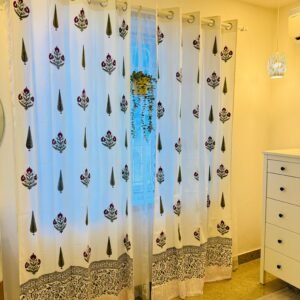 SCARLET - hand block printed curtains (set of 2)