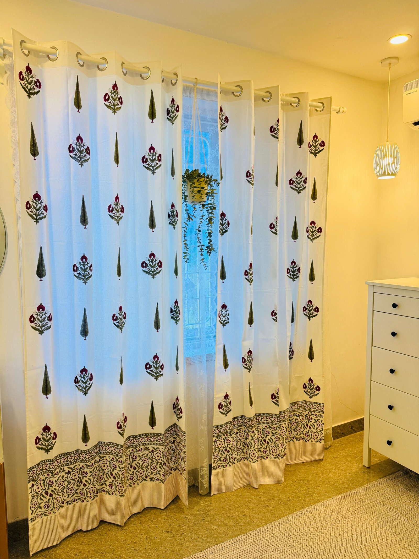 SCARLET - hand block printed curtains (set of 2)