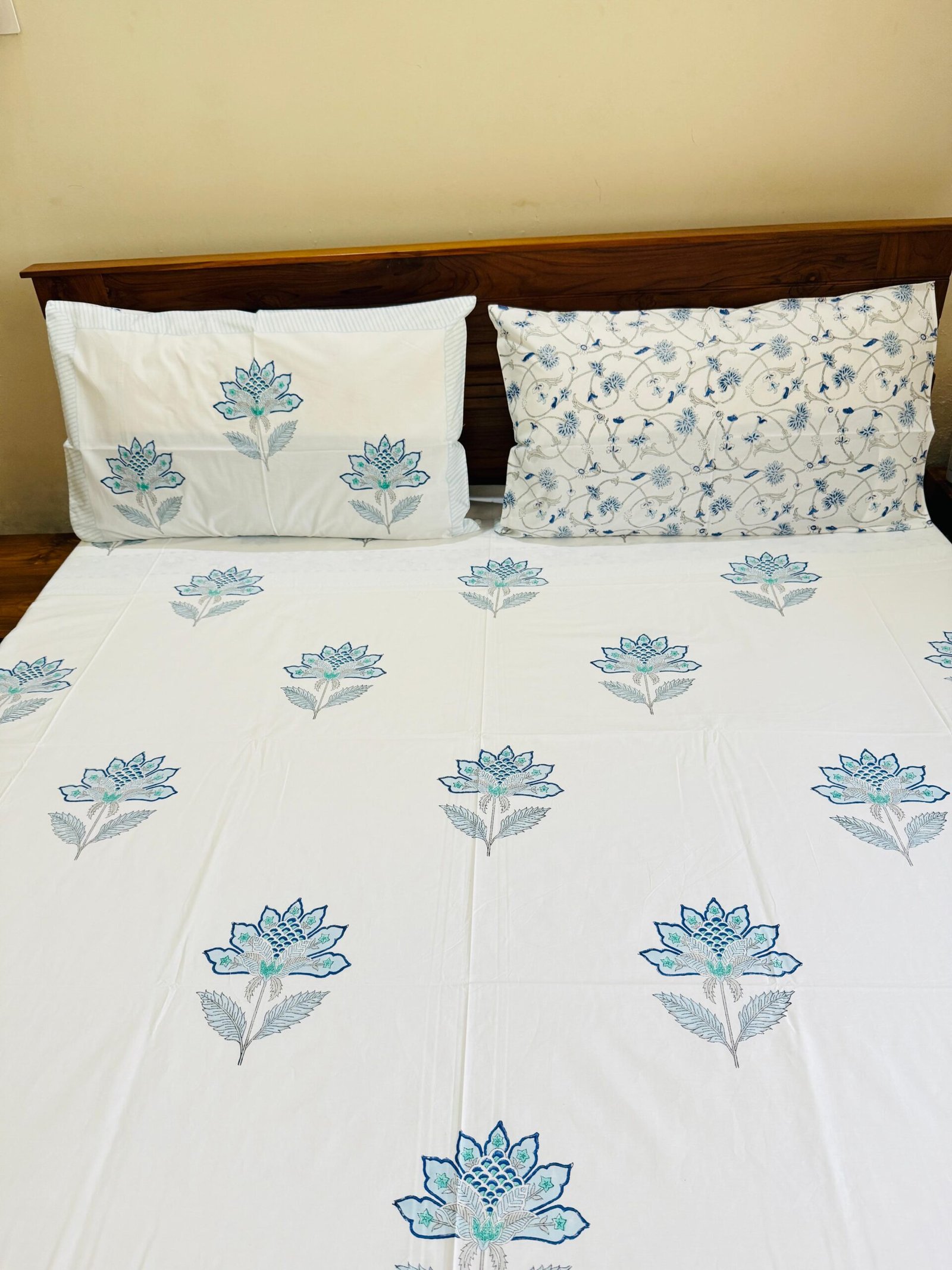 BLUE FERN - Block printed bed sheet set - Image 3